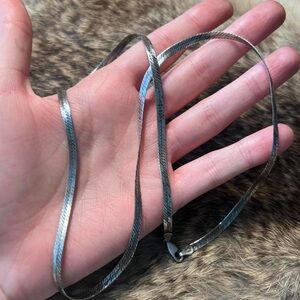 Vintage sterling silver thin herringbone necklace chain